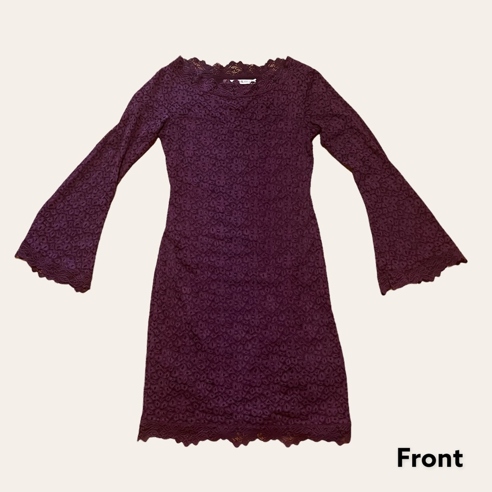Chelsea & Violet Purple/Burgundy Long Sleeve Lace Dress